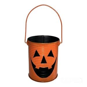 Metal Jack O Lantern Bucket Tea Light Holder